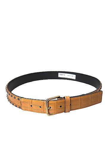 Dolce & Gabbana Basic Beige Alligator Leather Studded Metal Buckle Women's Belt (view 2)
