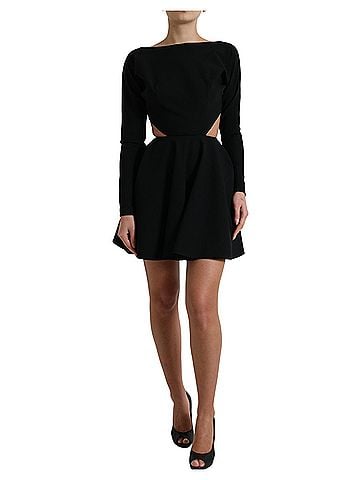 Dolce & Gabbana Basic Black Viscose Cut Out A-line Long Sleeves Mini Women's Dress (view 1)