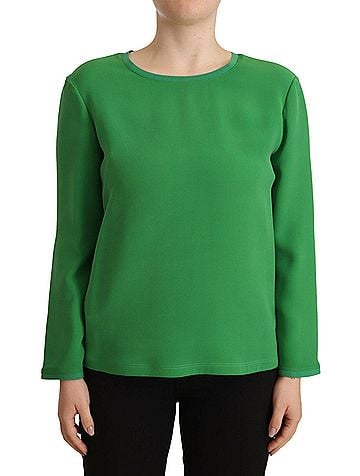 Giorgio Armani Green Silk Long Sleeves Round Neck Women's Sweater (view 1)