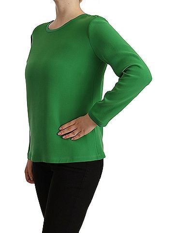 Giorgio Armani Green Silk Long Sleeves Round Neck Women's Sweater (view 2)