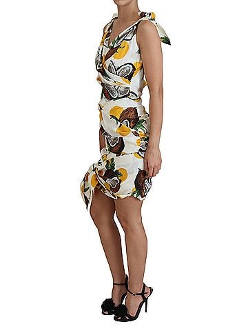 Dolce & Gabbana Basic White Coconut Print Sheath Mini Silk Women's Dress (view 2)