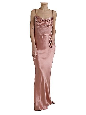 Dolce & Gabbana Basic Pink Silk Spaghetti Straps Long Gown Women's Dress (view 1)