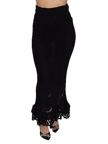 Dolce & Gabbana Basic Black Knitted Cotton High Waist Mermaid Women's Skirt (view 1)