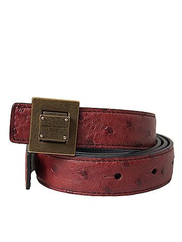 Dolce & Gabbana Basic Brown Leather Square Metal Buckle Women's Belt (view 1)