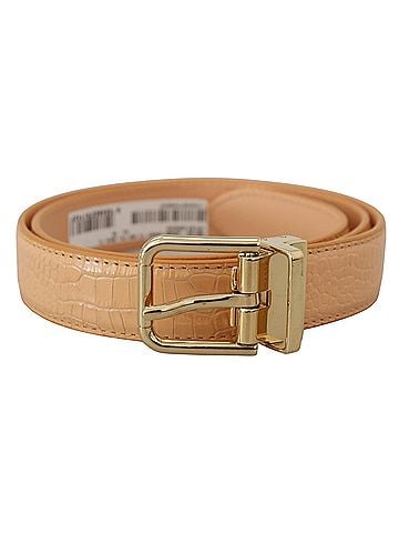Dolce & Gabbana Basic Beige Exotic Leather Gold Metal Buckle Women's Belt (view 2)