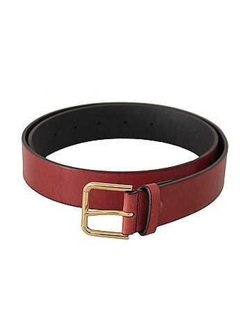 Dolce & Gabbana Basic Red Leather Gold Logo Engraved Metal Buckle Women's Belt (view 1)