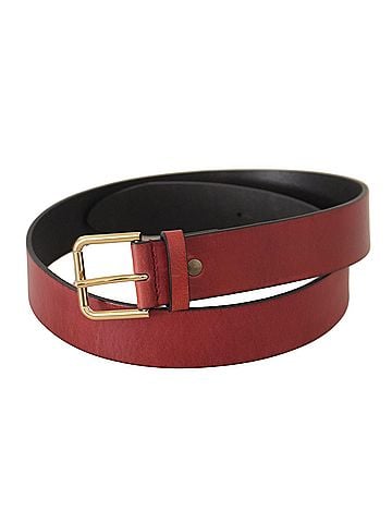 Dolce & Gabbana Basic Red Leather Gold Logo Engraved Metal Buckle Women's Belt (view 2)
