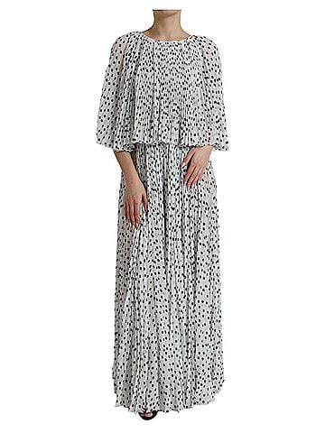 Dolce & Gabbana Basic White Polka Dot A-line Pleated Maxi Women's Dress (view 1)