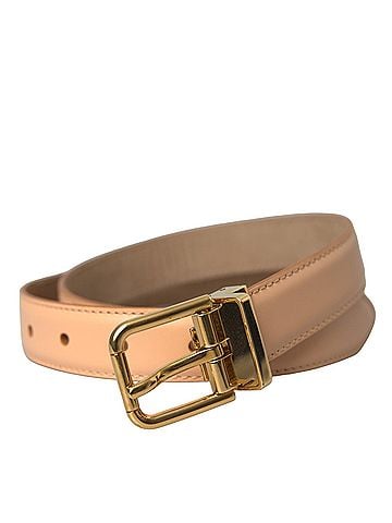Dolce & Gabbana Basic Beige Calfskin Leather Gold Metal Buckle Women's Belt (view 1)