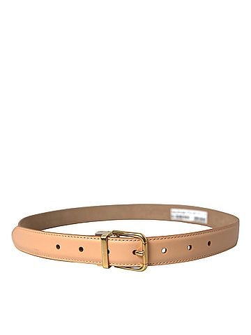 Dolce & Gabbana Basic Beige Calfskin Leather Gold Metal Buckle Women's Belt (view 2)