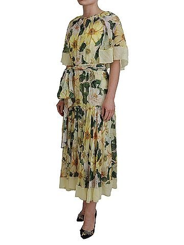 Dolce & Gabbana Basic Multicolor Silk Floral Print Long Maxi Women's Dress (view 2)