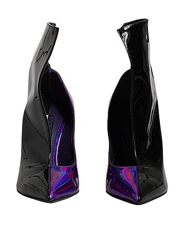 Dolce & Gabbana Basic Purple Black Pointed Ankle Boots Women's Shoes (view 2)