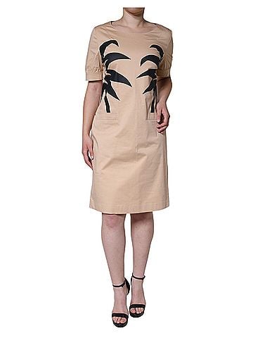 Moschino Beige Cotton Short Sleeve Knee Length Women's Dress (view 1)