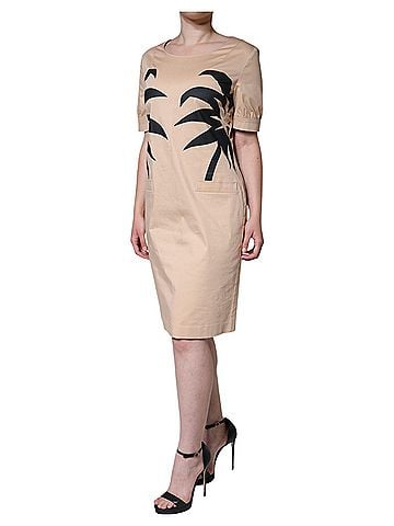 Moschino Beige Cotton Short Sleeve Knee Length Women's Dress (view 2)