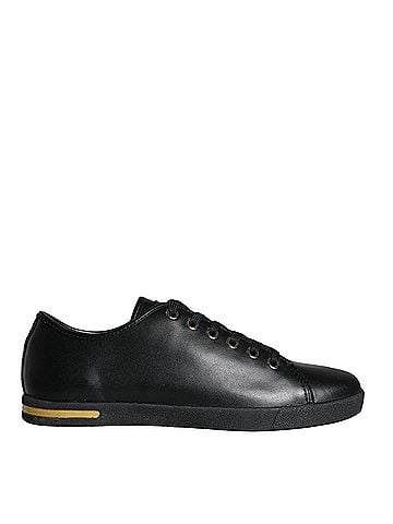 Dolce & Gabbana Basic Black Gold Leather Classic Sneakers Women's Shoes (view 1)