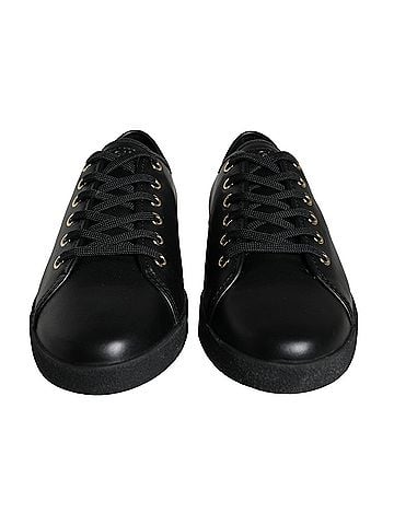 Dolce & Gabbana Basic Black Gold Leather Classic Sneakers Women's Shoes (view 2)