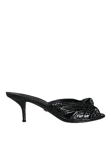 Dolce & Gabbana Basic Black Leather Heels Slides Sandals Women's Shoes (view 1)