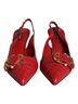 Dolce & Gabbana Basic 100% Leather Solid Red Red Devotion Leather Heels Slingback Women's Shoes Size 5 - photo 2