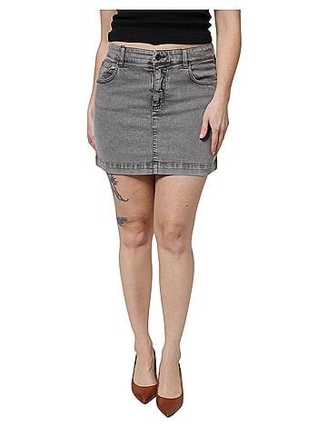 Dolce & Gabbana Basic Gray Cotton Stretch Mid Waist Denim Mini Women's Skirt (view 1)