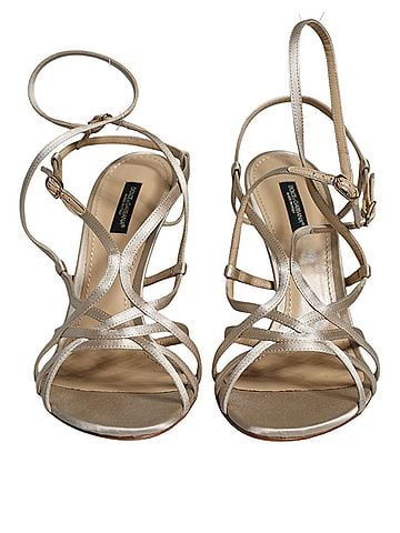 Dolce & Gabbana Basic Beige Leather Stiletto Heels Sandals Women's Shoes (view 2)