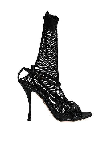 Dolce & Gabbana Basic Black Mesh Stiletto Heels Sandals Women's Shoes (view 1)