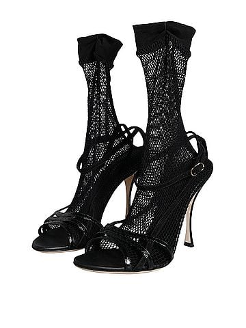 Dolce & Gabbana Basic Black Mesh Stiletto Heels Sandals Women's Shoes (view 2)