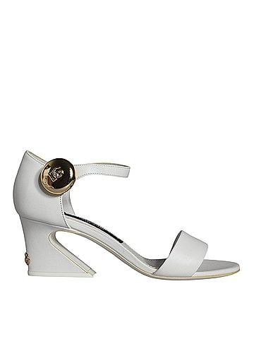 Dolce & Gabbana Basic White Leather Heels Keira Sandals Women's Shoes (view 1)
