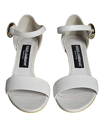 Dolce & Gabbana Basic White Leather Heels Keira Sandals Women's Shoes (view 2)