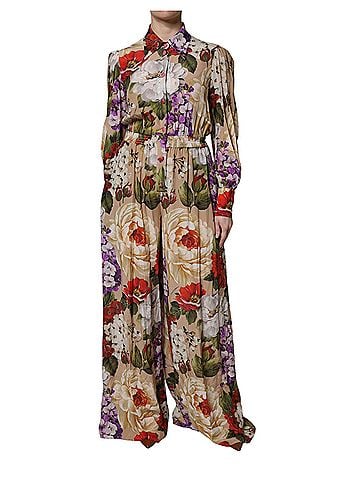 Dolce & Gabbana Basic Multicolor Floral Wide Leg Jumpsuit Women's Dress (view 1)