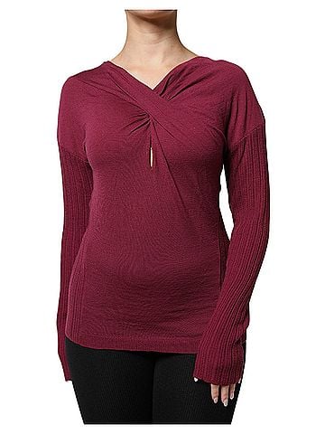 Roberto Cavalli Maroon Jumper Keyhole Knit Pullover Women's Sweater (view 1)