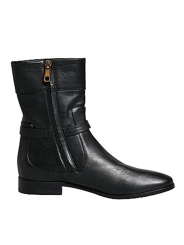 Dolce & Gabbana Basic Black Leather Logo Mid Calf Boots Women's Shoes (view 1)