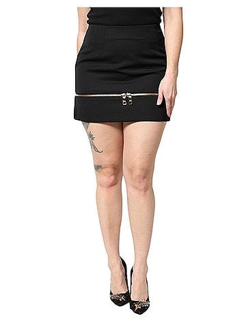 Dolce & Gabbana Basic Black Virgin Wool High Waisted Mini Women's Skirt (view 1)