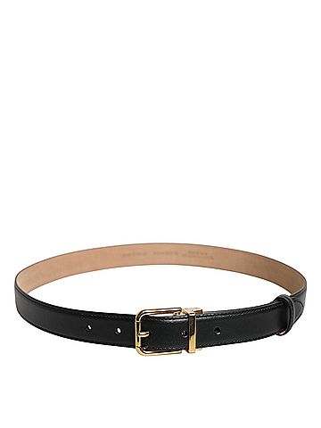 Dolce & Gabbana Basic Black Leather Logo Metal Waist Buckle Women's Belt (view 2)