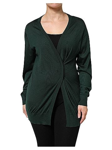 Dolce & Gabbana Basic Dark Green Cashmere Silk Cardigan Women's Sweater (view 1)