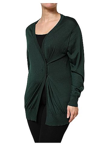 Dolce & Gabbana Basic Dark Green Cashmere Silk Cardigan Women's Sweater (view 2)