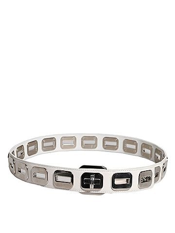 Dolce & Gabbana Basic White Leather Gold Tone Rotating Buckle Women's Belt (view 2)