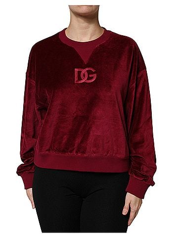 Dolce & Gabbana Basic Red Cotton Velvet Crew Neck Pullover Women's Sweater (view 1)