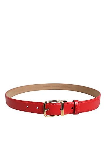 Dolce & Gabbana Basic Red Leather Gold Metal Buckle Cintura Women's Belt (view 2)