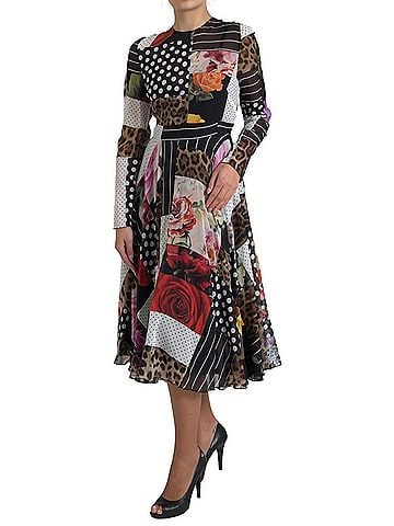 Dolce & Gabbana Basic Multicolor Patchwork Floral Leopard Women's Dress (view 2)