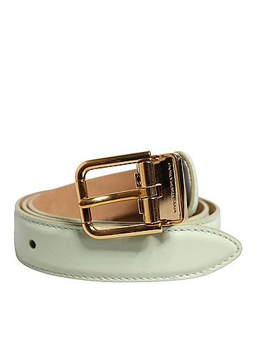 Dolce & Gabbana Basic Light Green Leather Gold Metal Buckle Women's Belt (view 1)