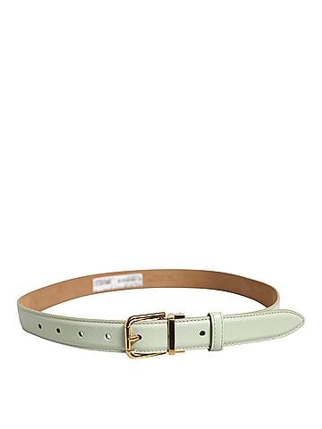 Dolce & Gabbana Basic Light Green Leather Gold Metal Buckle Women's Belt (view 2)