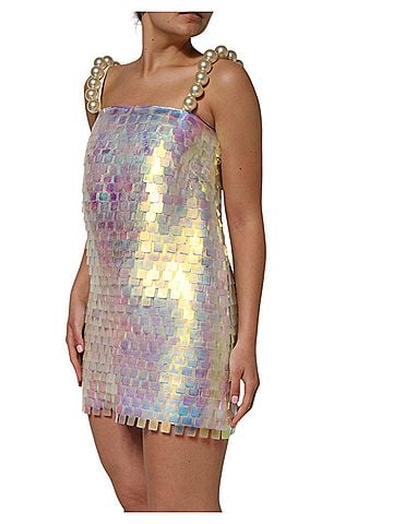 Dolce & Gabbana Basic Multicolor Sequin Holographic Mini  Women's Dress (view 2)