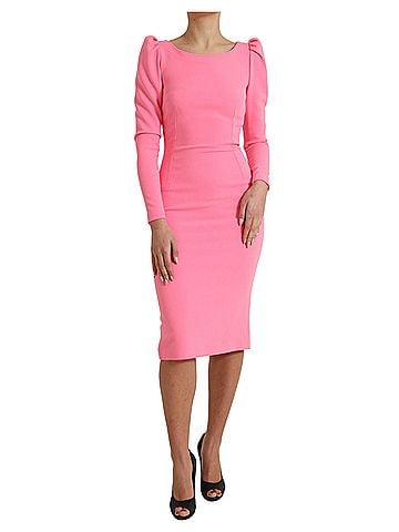 Dolce & Gabbana Basic Pink Polyester Long Sleeves Sheath Midi Women's Dress (view 1)