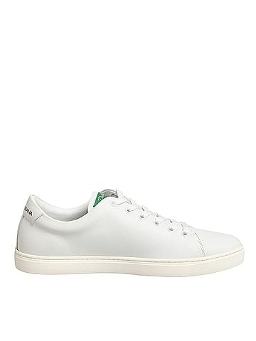 Dolce & Gabbana Basic White Leather Rose Embroidery Low-Top  Women's Shoes (view 1)