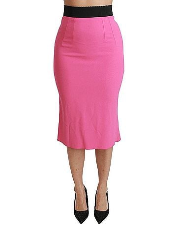 Dolce & Gabbana Basic Pink High Waist Pencil Cut Midi Women's Skirt (view 1)