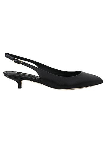 Dolce & Gabbana Basic Black Leather Slingbacks Heels Pumps Women's Shoes (view 1)