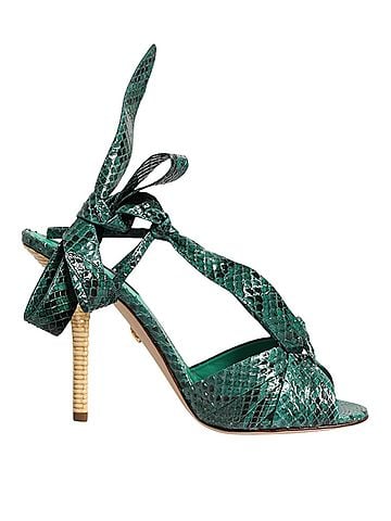 Dolce & Gabbana Basic Green Python Leather Heels Sandals Women's Shoes (view 1)