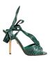 Dolce & Gabbana Basic 100% Leather Solid Green Green Python Leather Heels Sandals Women's Shoes Size 7 - photo 1