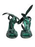 Dolce & Gabbana Basic 100% Leather Solid Green Green Python Leather Heels Sandals Women's Shoes Size 7 - photo 2