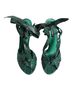 Dolce & Gabbana Basic 100% Leather Solid Green Green Python Leather Heels Sandals Women's Shoes Size 7 - photo 3